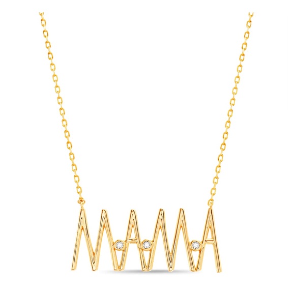 NEW Rae Dunn Gold Plated Sterling Silver Cubic Zirconia βMamaβ Necklace - Picture 3 of 5